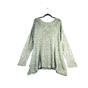 Baggy Grey Lightweight Long Tunic Sweater Women's 1X  Boatneck Long Sleeve Cozy